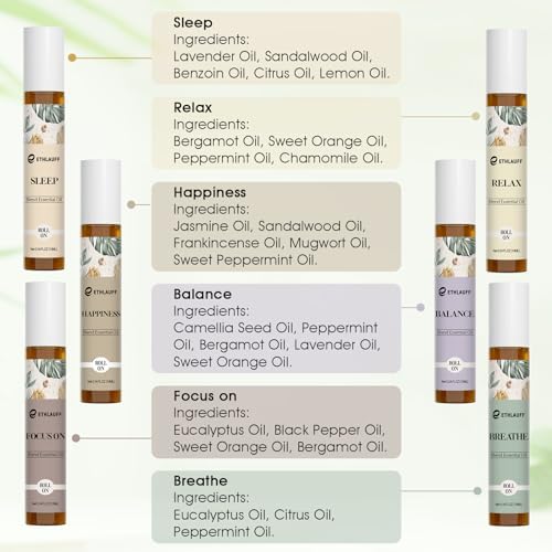 Essential Oils Roll On Set 6 Pack - (Relax, Sleep, Balance,Breathe, Focus on, Happiness) Aromatherapy Oil with Roller Ball, Essential Oils Blends for Skin - Relaxation Gift for Women and Men - Image 4