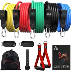 BOB AND BRAD Resistance Bands, Resistance Bands Set for Workout Stackable Up to 125-150 lbs, Exercise Bands with Door Anchor, Ankle Straps, Handles and Carry Case for Strength, Yoga, Gym for Men and Women