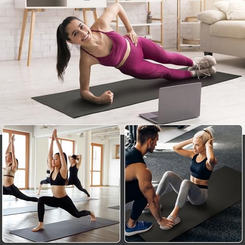 Fitvids All Purpose 1/4-Inch High Density Anti-Tear Exercise Yoga Mat with Carrying Strap and Yoga Blocks, Black - Image 7