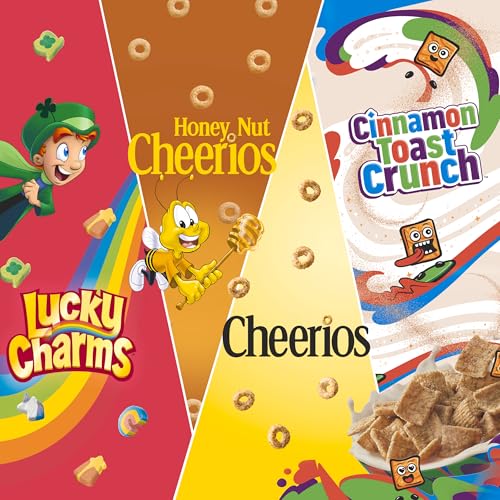 General Mills Cereal Variety Pack, Lucky Charms, Cinnamon Toast Crunch, Cheerios, and Honey Nut Cheerios, 8 Single Serve Pouches, 9.14 oz - Image 4