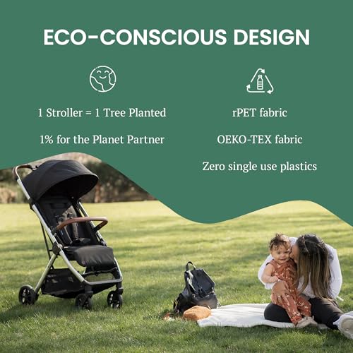 Bombi Bēbee V2 Lightweight Baby Stroller - Premium Vegan Leather, One-Hand Fold, Infinite Recline, Aircraft-Grade Aluminum Frame, XXL Canopy, and Ample Storage Umbrella Stroller - Sand - Image 7