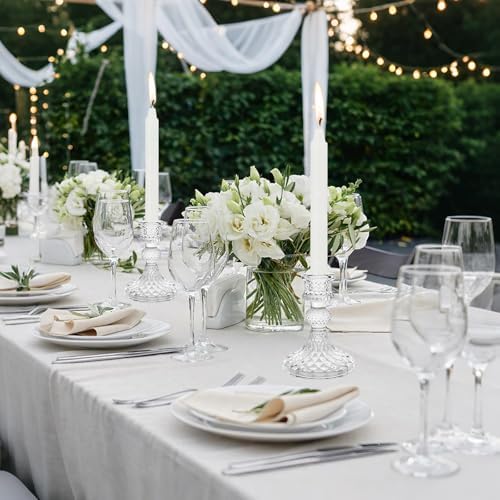 Candlestick Holders Set of 12-4" H Crystal Taper Candle Holders, Thick Glass Candle Stand with Diamond Pattern for Table, Wedding, Party, Church Decoration, Home Decor - Image 7