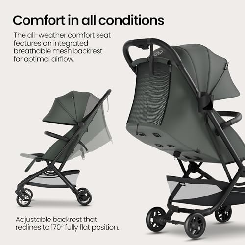 Mompush Velo Lightweight Travel Stroller, Compact & Airplane-Friendly for Baby and Toddler, Lie-Flat Seat, One-Hand Fold, with Leather Bumper Bar, Shoulder Strap, Raincover, Storage Bag & Cup Holder - Image 8