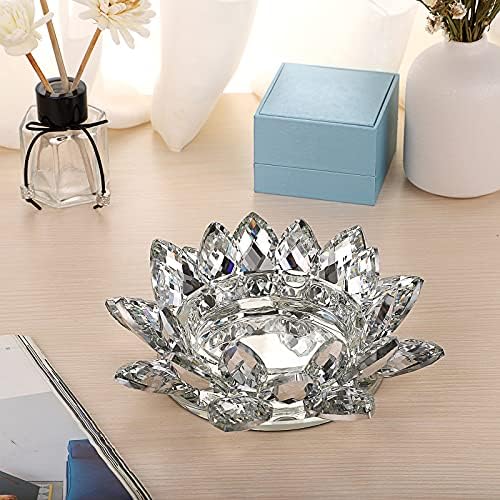 OwnMy Crystal Lotus Flower Candle Holder for Pillar Candle up to 3", Decorative Glass Lotus Petal Votive Candle Holder Tea Light Holder Candle Stand Candle Lamps for Home Decor Wedding Party (Clear) - Image 6
