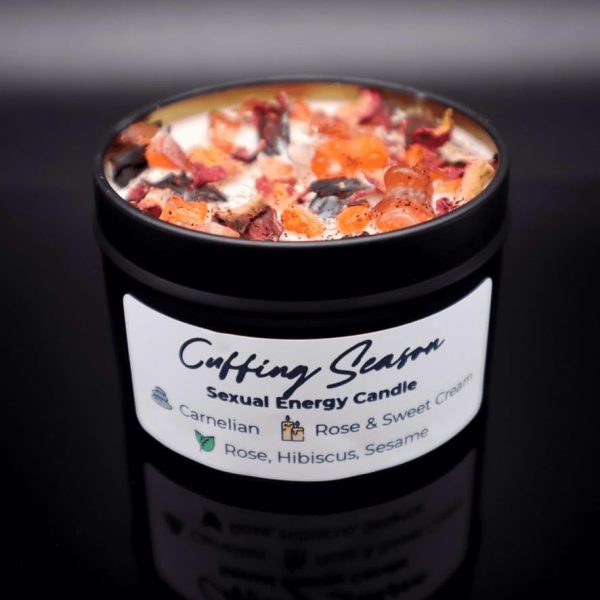 BlkGrlMagick Love Manifestation Carnelian Crystal Candle for Love Attraction, Relationship Goals, Marriage, Twin Flame Connection, Love Spells, Smoky Rose Scented Natural Herb Magick (4oz Tin) - Image 3