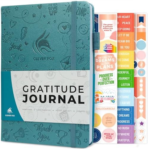 Clever Fox Gratitude Journal – Happiness, Positivity & Affirmation Daily Journal – Inspirational Daily Notebook – 3 Months, A5 (Aquamarine)