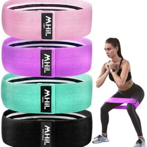 Fabric Resistance Bands for Women & Men – 4 Durable Exercise Bands for Working Out, Non-Slip & Non-Pinching Workout Bands – Multiple Resistance Levels Booty Bands for Legs Butt Glutes Hips Abs & More.