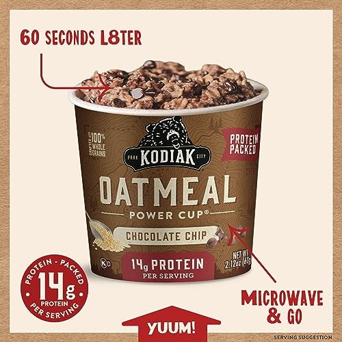 Kodiak Cakes Instant Protein Chocolate Chip Oatmeal in a Cup, 2.12oz (Pack of 12) - Image 6