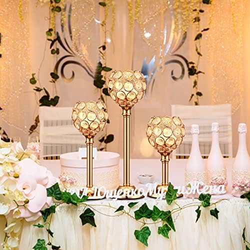 12 Pack Crystal Candle Holders Gold or Silver Candle Holders Bulk Decorative Tealight Candle Holder for Wedding, Party, Christmas Table Centerpieces Decoration (Gold) - Image 6