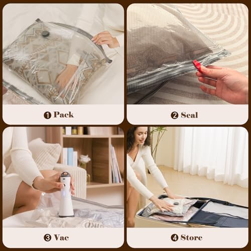 Vacuum Bags for Travel with Rechargeable air Pump, 15 Pack Carry-on Size Compression Packing Bags for Luggage and Suitcase, Space Saver for Clothes and Clothing Travel - Image 7