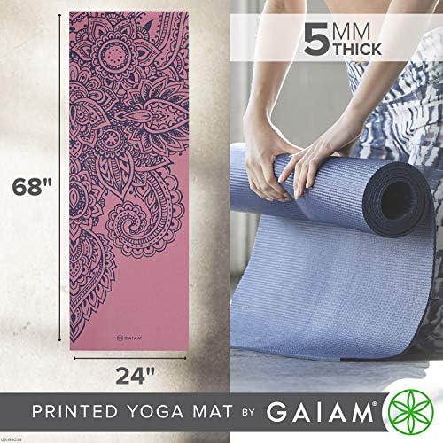 Gaiam Yoga Mat - Premium 5mm Print Thick Non Slip Exercise & Fitness Mat for All Types of Yoga, Pilates & Floor Workouts (68" x 24" x 5mm) - Image 3