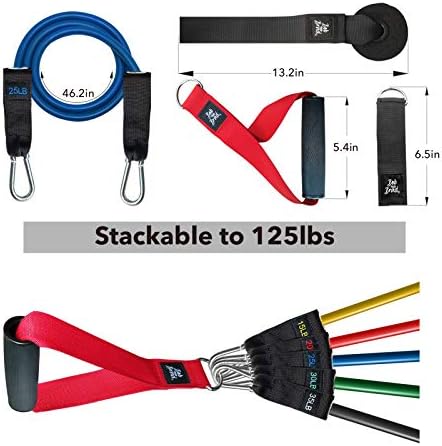 BOB AND BRAD Resistance Bands, Resistance Bands Set for Workout Stackable Up to 125-150 lbs, Exercise Bands with Door Anchor, Ankle Straps, Handles and Carry Case for Strength, Yoga, Gym for Men and Women - Image 6
