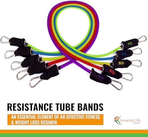 SmarterLife Resistance Bands with Handles, Physical Therapy Strap, Exercise Band to Tone Arms, Legs, Chest, Booty - 5 Exercise Bands with Handles, Ankle Straps, No-Slip Door Anchor, Storage Bag - Image 2
