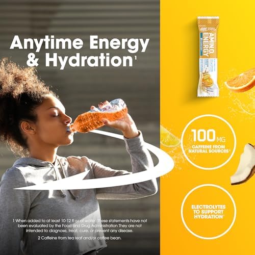 Optimum Nutrition Amino Energy Plus Hydration Packets, On-The-Go Caffiene Stick Packs, Surfside Citrus, 25 Count - Image 5