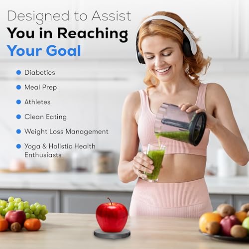 Food Scale, Portable, Rechargeable Travel Size. Smart Calories Calculator for Weight Loss, Nutrition, Diabetes, Meal Prep, Diet – Pocket Digital Coffee Scales – Free GOURMETMILES App - Image 4