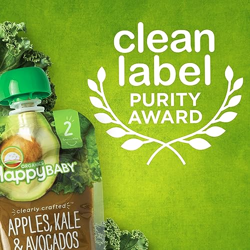 Happy Baby Organics Stage 2 Baby Food Pouches, Gluten Free, Vegan & Healthy Snack, Clearly Crafted Fruit & Veggie Puree, Fruit & Veggie Variety Pack, 4 Ounces (Pack of 10), Amazon Exclusive - Image 5