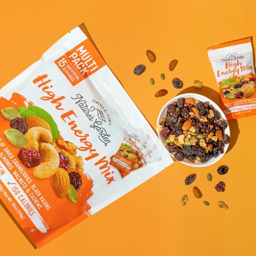 Nature's Garden High Energy Mix, Deluxe Mixed Nuts, Energy Boost, High Energy Trail Mix, Cranberries, Raisins, Almonds, Walnuts, Cholesterol Free, Sodium Free, No Artificial Ingredients – 1.2 Oz Bags (15 Individual Servings) - Image 6