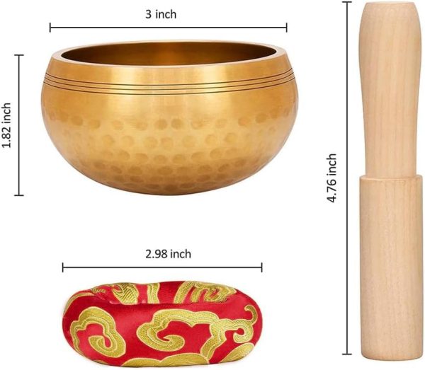 Tibetan Singing Bowl Set - Meditation Sound Bowl Cushion with Wooden Striker for Yoga, Meditation & Relaxation, Mindfulness,Chakra Healing, Stress Relief, Self-Regulation - Image 2