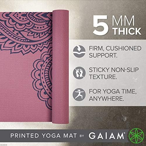 Gaiam Yoga Mat - Premium 5mm Print Thick Non Slip Exercise & Fitness Mat for All Types of Yoga, Pilates & Floor Workouts (68" x 24" x 5mm) - Image 2