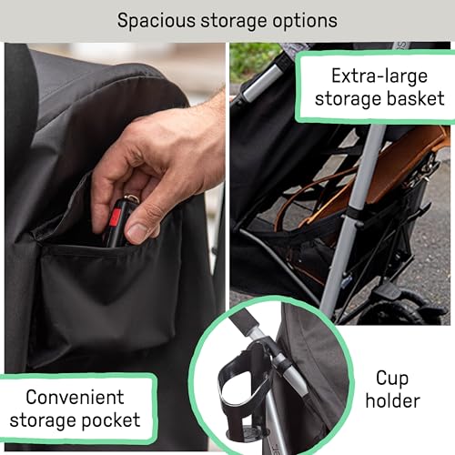 Summer Infant 3Dlite ST Convenience Stroller, Black & Gray - Lightweight Stroller with Steel Frame, Large Seat Area, Multi-Position Recline, Storage Basket - for Travel and More - Image 6