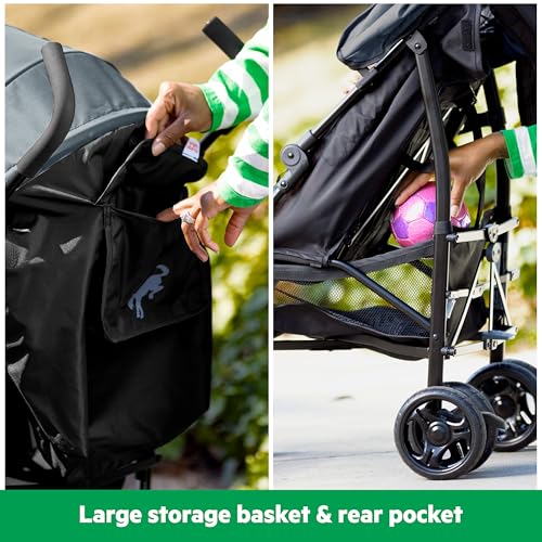 Bright Starts Ford Bronco HighGear Stroller, Lightweight Foldable Stroller with Sport Details, Large Storage Basket, Anti-Shock & Lockable Wheels, Unisex Area 51 Blue/Green - Image 5