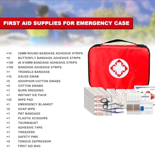 Travel-First Aid-Kit Car-Home 300PCS Survival-Kit Outdoor-Adventure - Small Portable Red Emergency Essential Sets Office Hiking Camping Business Public Must Have First Aid Gear Equipment 1st Aid - Image 2