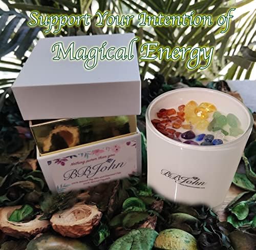 Chakra Crystal Candle - Manifestation Intention - Healing Crystals Gemstones - Seven Chakras Stones - Meditation - Spiritual Aromatherapy - Stress Relief, Relaxing & Balance - Natural Soy Wax - Image 5