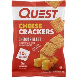 Quest Nutrition Cheese Crackers, Cheddar Blast, 10g Protein, 5g Net Carbs, 1g Sugar, Made with Real Cheese, 12 Packs (1.06 oz bags)