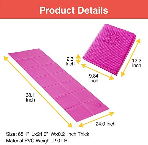 Folding Yoga Travel Pilates Mat Foldable Easy to Carry to Class Beach Park Tear resistant Travel Picnics 4mm Thick 9 Colors - Image 6