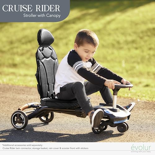 Evolur Cruise Rider Stroller with Canopy, Lightweight Umbrella Stroller with Compact Fold, Easy to Carry Travel Stroller - Noir Black - Image 7