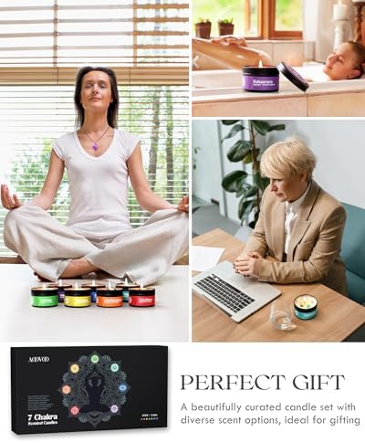 AOOVOO Chakra Candles with Healing Crystals - 7 Chakra Candle Set, Spiritual Gifts for Women, Aromatherapy Candle, Soy Candles Set for Medition - Image 7