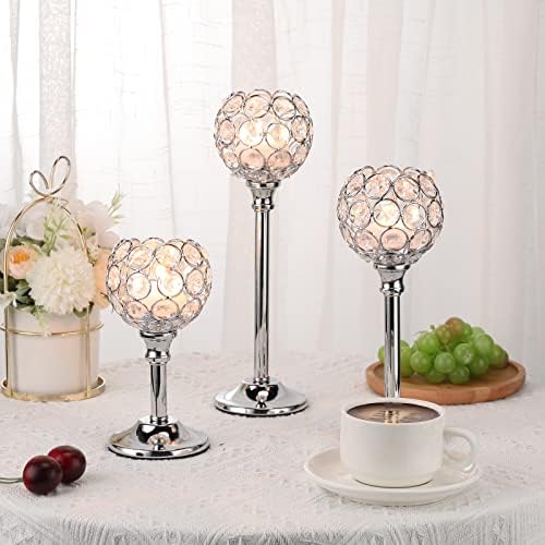 6 Pcs Crystal Candle Holder 3 Sizes Candle Holders for Wedding Table Centerpiece, Table Decor, Candlestick Holder for Fireplace Candelabra, Home Living Room Decor - Image 4