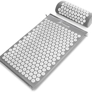 ProsourceFit Acupressure Mat and Pillow Set for Back/Neck Pain Relief and Muscle Relaxation, Large - Green/White