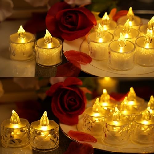 12 Pack Crystal LED Tea Light Candles, Battery Operated, Flameless, Kids & Pets Friendly, Long Battery Life, Modern Design for Decoration, Wedding, Party, Dating, Festival Celebration, Dinner - Image 4
