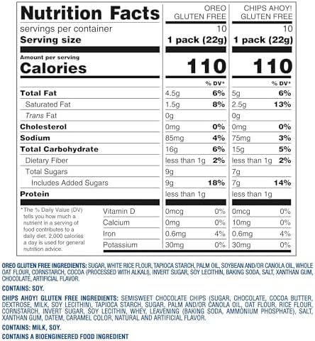 OREO Chocolate Sandwich Cookies & CHIPS AHOY! Chocolate Chip Cookies Gluten Free Cookies Variety Pack, 20 Snack Packs - Image 6