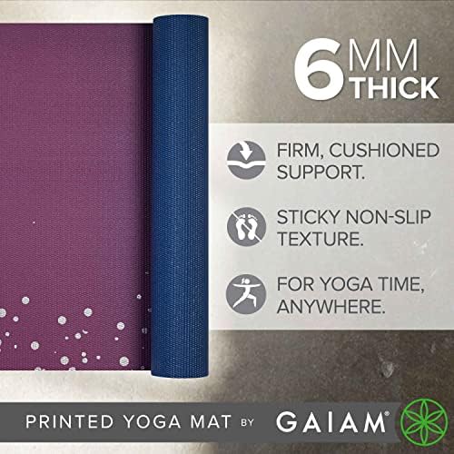 Gaiam Yoga Mat - Premium 6mm Print Extra Thick Non Slip Exercise & Fitness Mat for All Types of Yoga, Pilates & Floor Workouts (68"L x 24"W x 6mm Thick) - Image 2