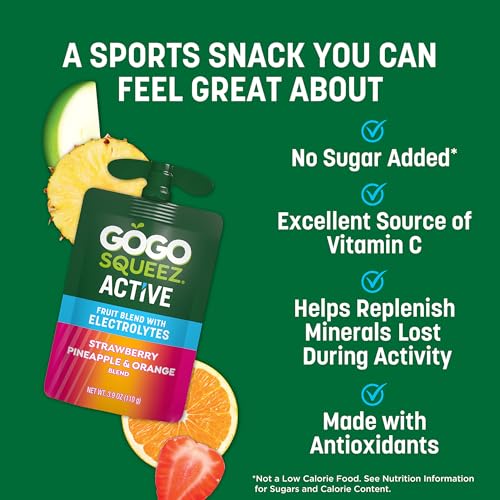 GoGo squeeZ Active Fruit Blend with Electrolytes | 18-Count Variety Pack | Blueberry Strawberry Lemon & Strawberry Pineapple Orange | Made with Real Fruit and Antioxidants Vitamin A, Vitamin E, & Vitamin C - Image 4