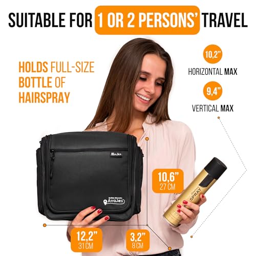 Travel Toiletry Bag for Men and Women - Large Hanging Toiletry Organizer - Waterproof Hygiene Bag with Metal XXL Swivel Hook, with Sturdy Zippers and 19 Compartments for Toiletries, Makeup, Cosmetics - Image 4
