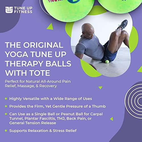 YOGA TUNE UP® Therapy Balls in Tote by Tune Up Fitness - Massage Balls for Trigger Point, Pressure Point & Myofascial Release - Use as Single or Peanut Ball for Pain Relief & Relaxation (Apple Green) - Image 2