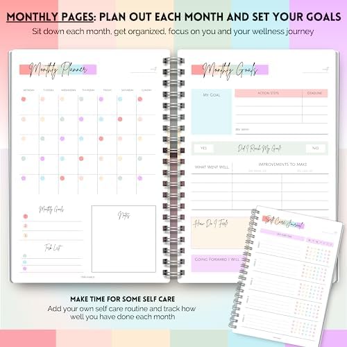 Wellness Journal - 90 Day Health, Fitness, Gratitude, Mindfullness, Wellbeing, Habit, Goals, Diet & Food Tracker - A5 (Pastel Rainbow) - Image 4