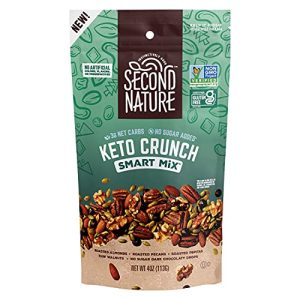 Second Nature Keto Crunch Smart Snack Mix, 4 oz Individual Snack Packs (Pack of 6) - Certified Keto Gluten Free Snack - No Sugar Added Dark Chocolate and Nut Trail Mix, Ideal for Travel Snacks