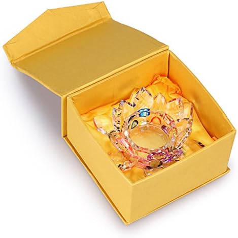 OwnMy 4.5 Inch Crystal Lotus Candle Tealight Holder, Glass Candle Lamps Holder Night Light Candlestick with Gift Box for Altar windowsill Home Decor Christmas Wedding Party (Rainbow) - Image 7
