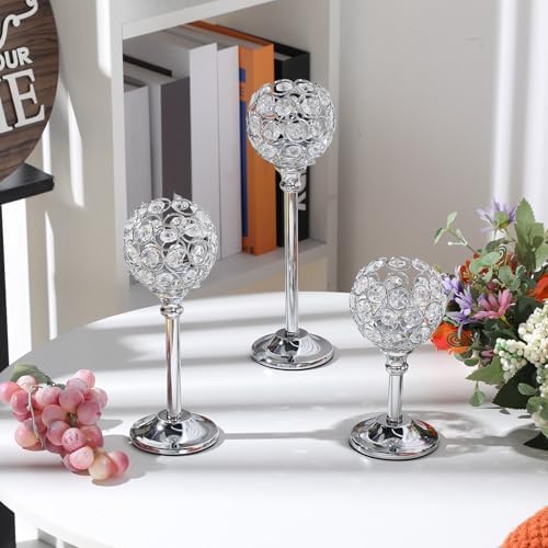 6 Pcs Crystal Candle Holder 3 Sizes Candle Holders for Wedding Table Centerpiece, Table Decor, Candlestick Holder for Fireplace Candelabra, Home Living Room Decor - Image 6