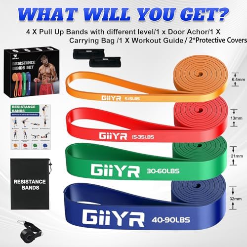 Resistance Bands Set for Men & Women - 4 Levels Exercise Band with Door Anchor, Pull Up Bands for Strength Training, Stretching, Powerlifting, Home Workouts - Image 2