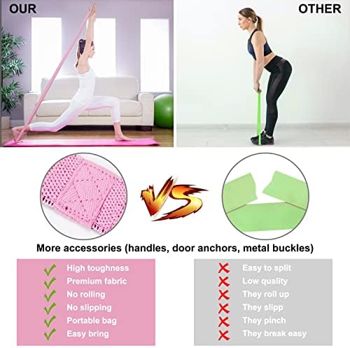 Resistance Bands with Handles,Pull Up Bands Fabric Long Resistance Bands Set of 10 Long Workout Bands with Door Anchor, Handles, Exercise Bands for Working Out, Weight Training - Image 4