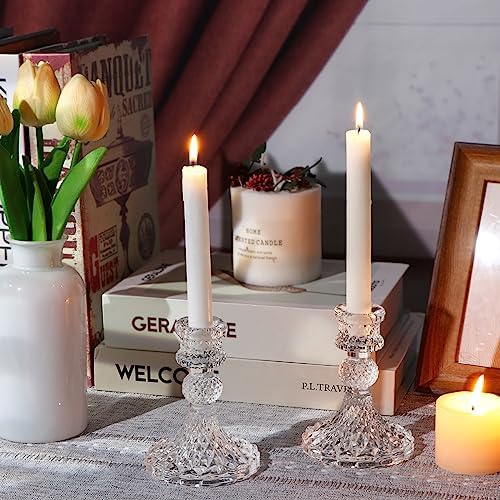 Candlestick Holders Set,12Pcs 4" H Taper Candle Holders Bulk, Clear Glass Candle Holders for Wedding, Spring Party, Romantic Dinner, Festival & Windowsill Decor - Image 4
