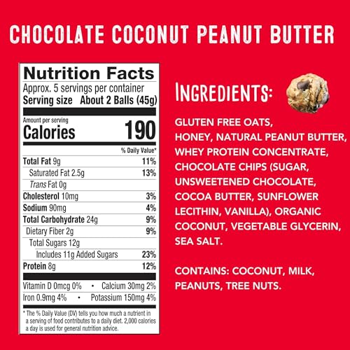 simplyFUEL Whole Food Protein Balls with Probiotics - Chocolate Coconut Peanut Butter Snacks - 8g Protein Snack - Gluten Free Energy Balls - Image 2