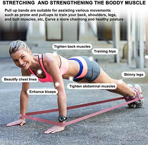 Resistance Bands with Handles,Pull Up Bands Fabric Long Resistance Bands Set of 10 Long Workout Bands with Door Anchor, Handles, Exercise Bands for Working Out, Weight Training - Image 3