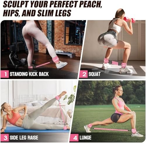 Ankle Resistance Bands with Cuffs, Ankle Weights Bands for Working Out, Women Leg and Glutes Workout Equipment, Exercise Bands for Kickbacks, Butt and Booty Trainer, Home Gym Fitness Equipment - Image 6