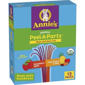 Annie's Organic Fruit Peel-A-Parts Fruit Flavored Snacks, Strawberry and Fruit Punch, Gluten Free, Vegan, Variety Pack, 12 Count, 6.7 oz